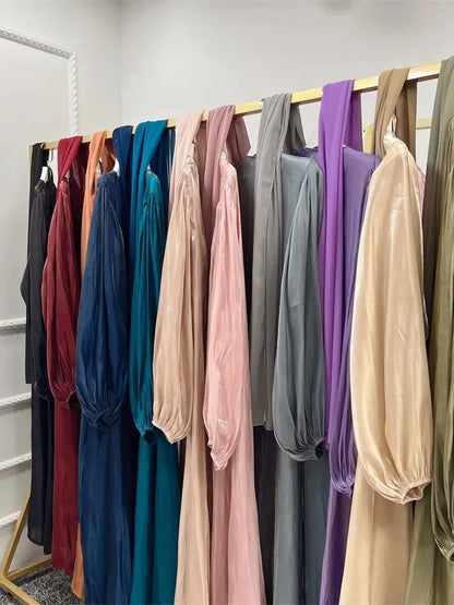 Ramadan Eid Gray Kimono Abaya Damen Dubai Muslim Modest Dresses Islam Prayer Clothes Women Kebaya Kaftan Robe Musulmane Femme.