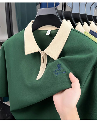 Designer brand fashion short sleeve polo shirt men luxury pony embroidery breathable summer color blocked high-end Paul T-shirt