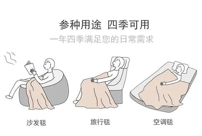 Nordic Style Geometric Printed Blanket Two Person Winter Thickened Quilt Coral Fleece Material Easy To Maintain Plush Bed Sheets.