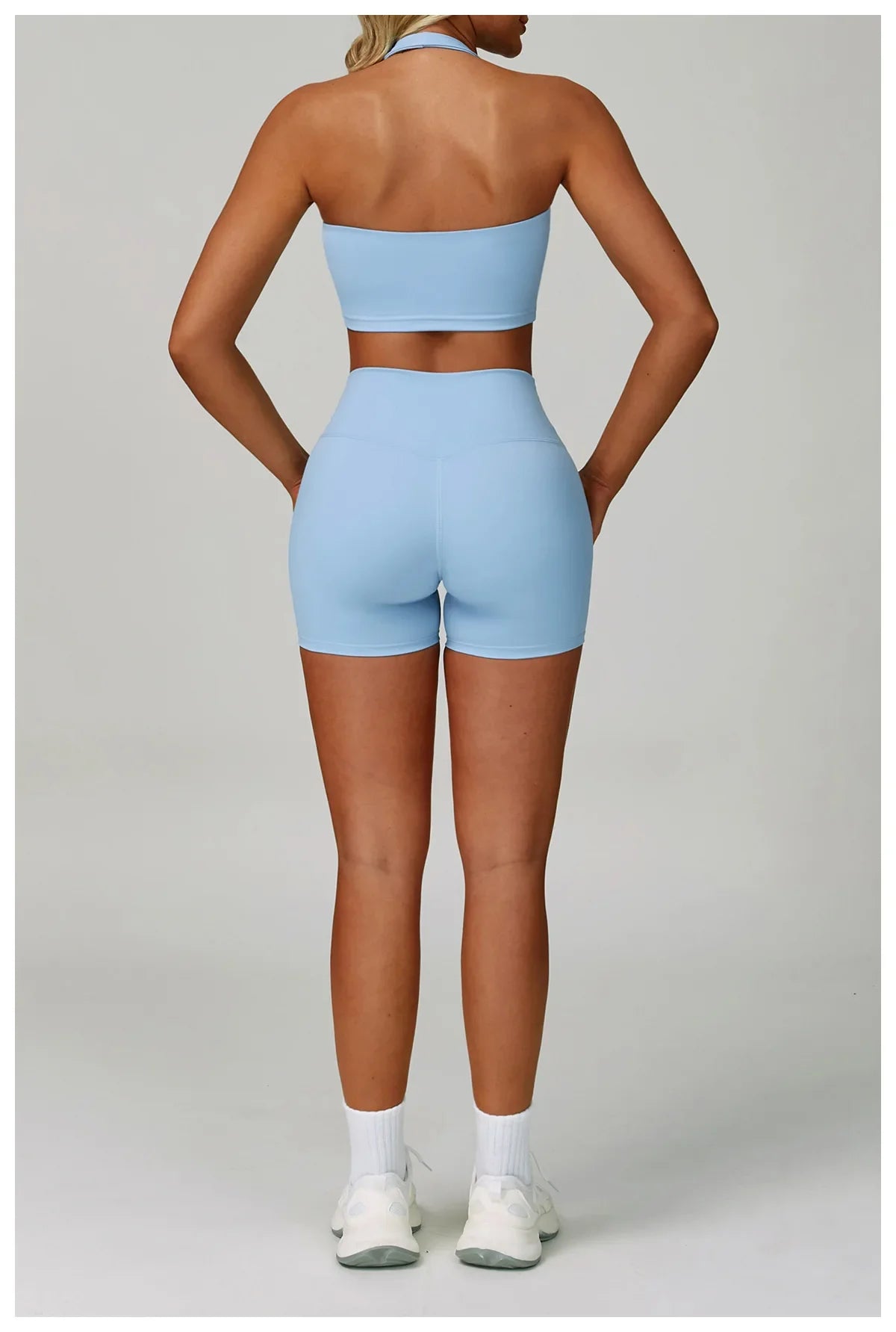 Yoga Shorts Set Women Sports Bra Long Sleeve Zipper Jacket Tight Fitting Pants Fitness Suit Outdoor Running 2PCS Workout Clothes.