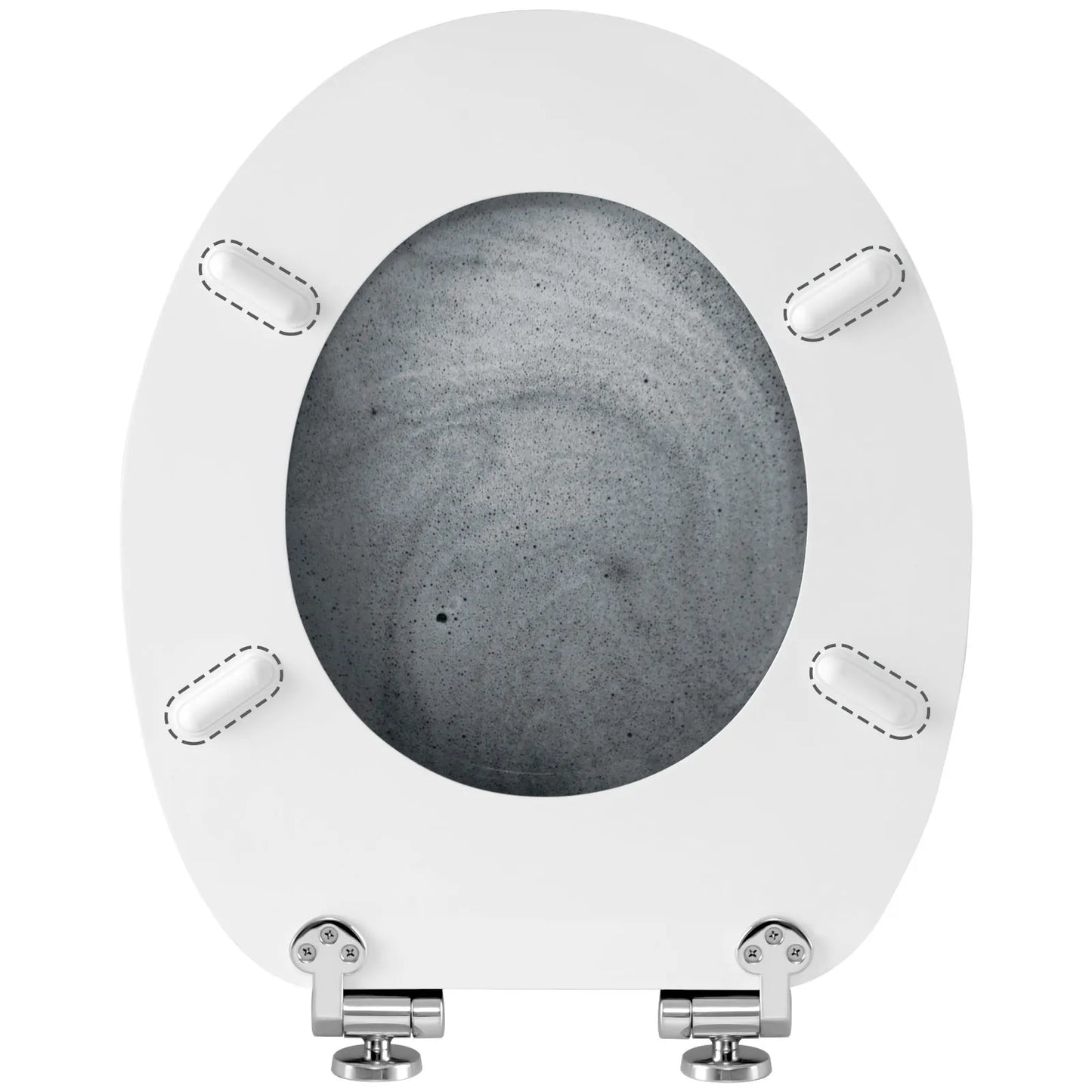 O-förmiger Toilettensitz, verstellbare Scharniere, Toilettendeckel mit Motiv, Soft-Close-Mechanismus für Badezimmer