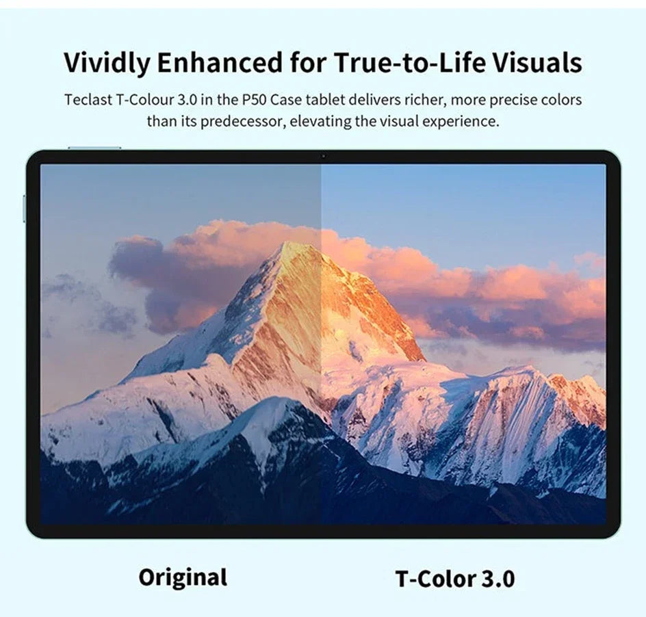 Teclast P50 Case Tablet 11-inch Display Android 15 1280x800 Unisoc T606 Octa-Core CPU 12GB RAM 128GB ROM 7000mAh Battery 8MP+5MP.