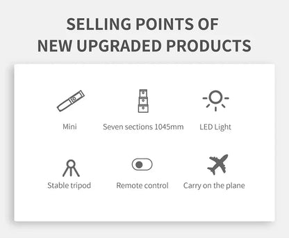 Xiaomi New Selfie Stick 1045mm Wireless Bluetooth Remote Shutter LED Fill Light Extended Stable tripod for Android IOS Cellphone.