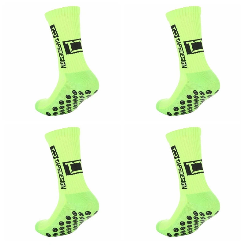 4 pairs of new TC mid tube glued football socks for sports training and competition, non slip and breathable socks.