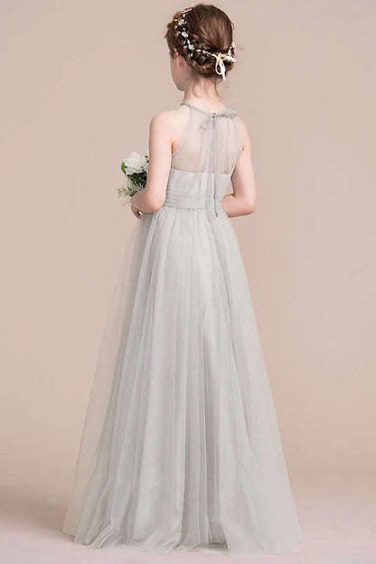 Formelle Kleidung für Kinder, hochwertiges graues Mädchen-Geigen-Performance-Kleid, große Kinder, Orchester-Host-Kleid, Blumenmädchen, Frühling und Herbst.