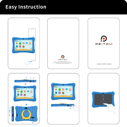 PRITOM Tablet for Kids 7 Inch Android 11 32 GB WiFi Bluetooth Dual Camera Educational Software Installed with Proof Case.