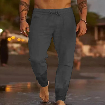 Männer Strand Hosen Jogger Streetwear Baumwolle Leinen Jogginghose Casual Hosen Hawaiian Urlaub Lose Sommer Gerade Hosen Männlich.