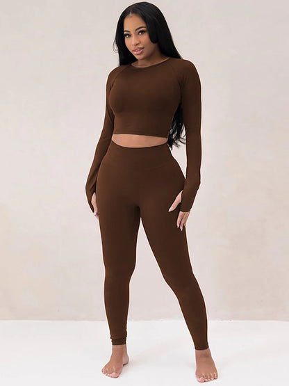 Dulzura Women 2024 Spring Autumn Long Sleeve Crop Tops Long Pants Two Piece Matching Sets Tracksuit Wholesale Items S3613114K.