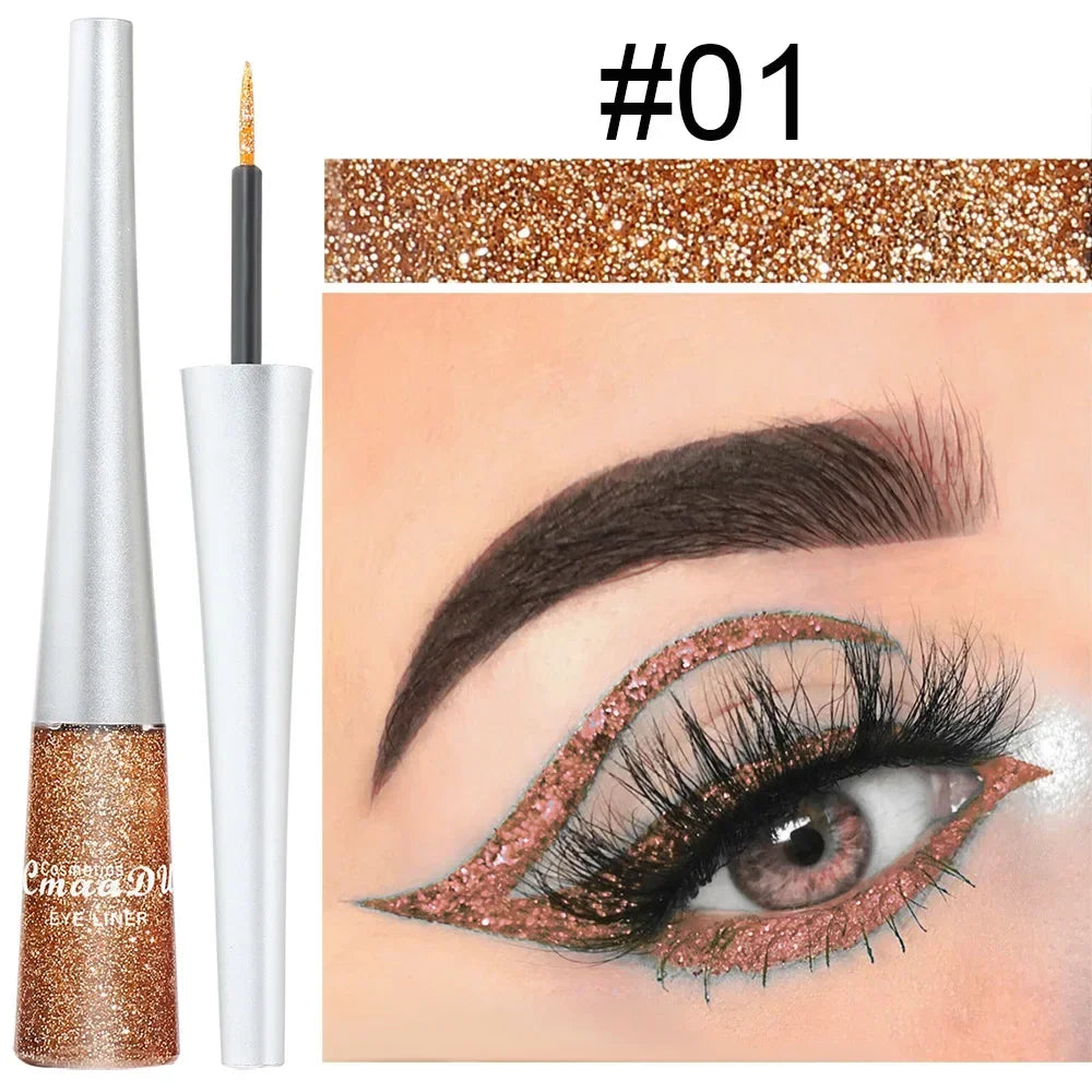 Glitter Liquid Eyeliner Pen Pearlescent Sequins Diamond Bright Shining Eyeliner Waterproof Lasting Eyeshadow Women Cosmetics 1pc