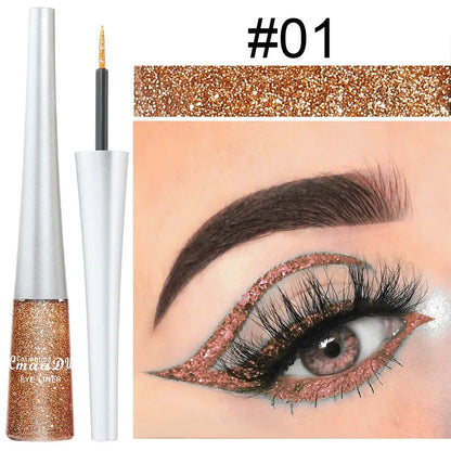 Glitter Liquid Eyeliner Pen Pearlescent Sequins Diamond Bright Shining Eyeliner Waterproof Lasting Eyeshadow Women Cosmetics 1pc