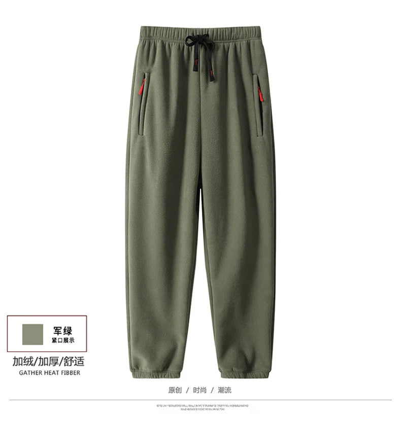 8XL Men's Down Pants Plus Size Winter Plus Velvet Thick Loose Cotton Pants Big Size Solid Color Warm Lamb Down Casual Sweatpants