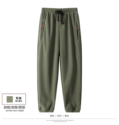 8XL Men's Down Pants Plus Size Winter Plus Velvet Thick Loose Cotton Pants Big Size Solid Color Warm Lamb Down Casual Sweatpants