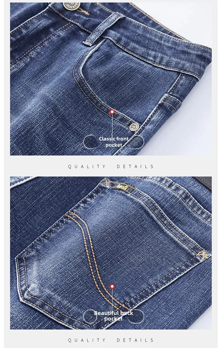 Lee Dex Jeans Men's Autumn/winter New Loose-fit Straight-leg Versatile Mid-age Men's Wear Business Casual Long Pants.