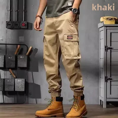 American Style Vintage Cargo Pants Loose Fit Straight Leg Casual Pants For Men Lightweight Summer Wide Leg Harem.
