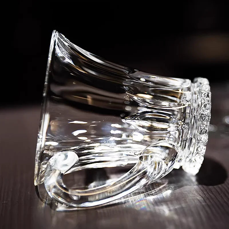 Crystal Glass Cappuccino Hot Drink Coffee Cup Simplicity Household Creative Transparent Flower Tea Hot Drink Cup and Saucer Set.