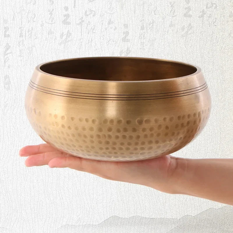 Authentic Handmade Tibet Singing Bowl Nepal Brass Meditation Sound Bowl for Yoga Chakra Healing Relaxation with Leather Striker.