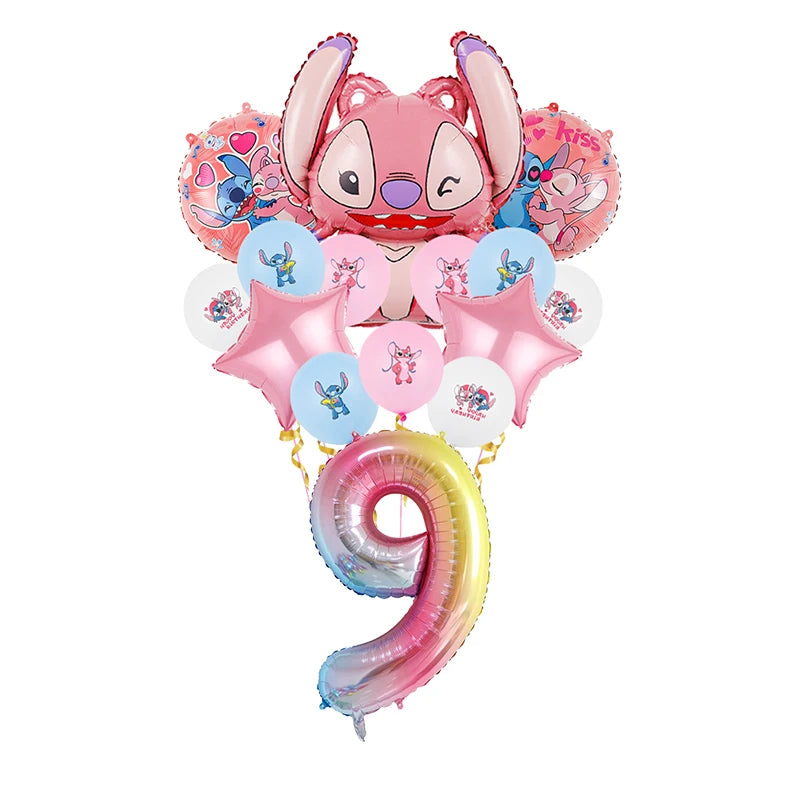 Disney Lilo Stitch Geburtstag Party Dekoration Kinder Stitch Thema Geschirr Set Engel Luftballons Happy Banner Zubehör für Mädchen zugunsten