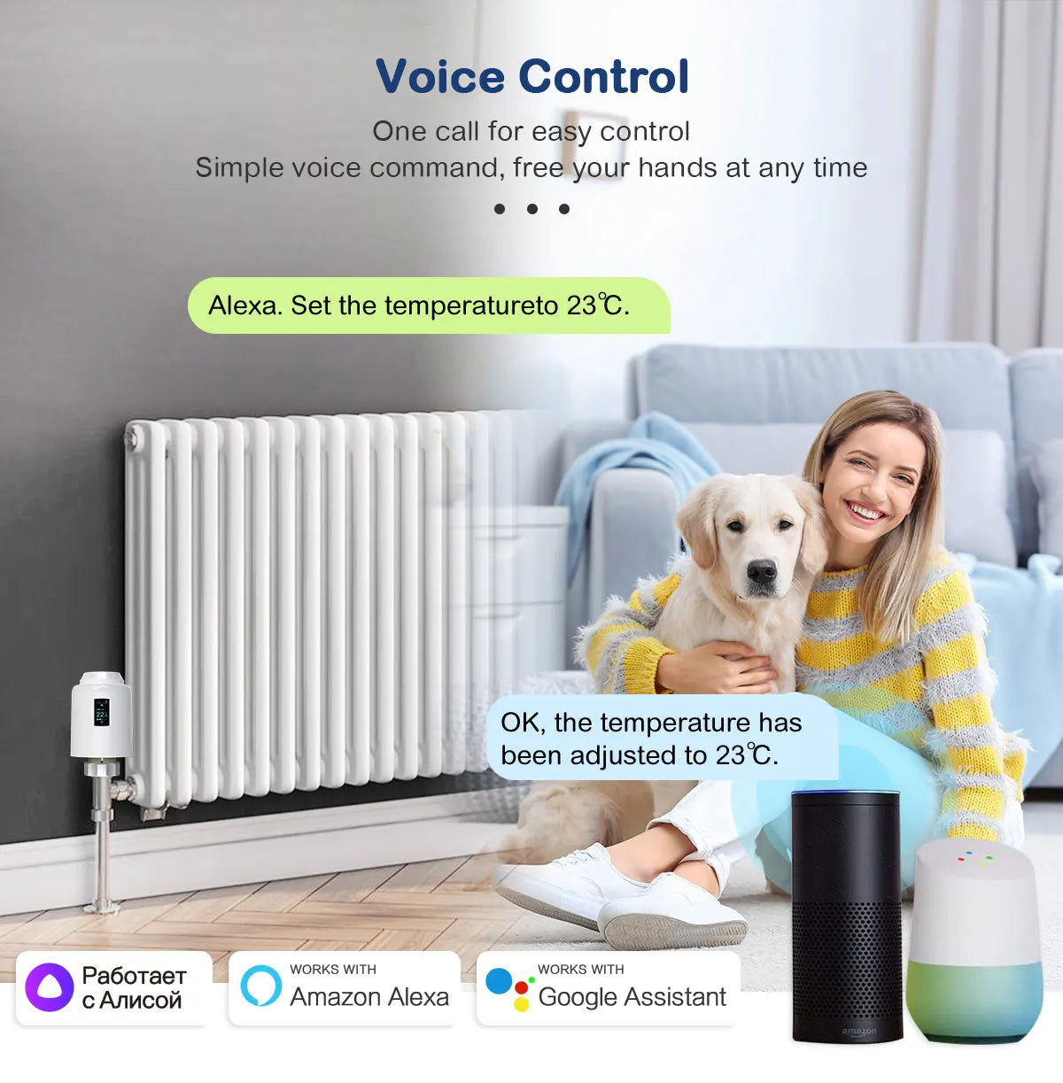 WiFi/Ble/Zigbee Tuya Smart TRV Radiator Actuator Valve Thermostatic Radiator Valve Temperature Controller Alexa Google Home.