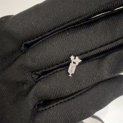 1PCS Cute Pink Zircon 316L Stainless Steel Ear Bone Nail New Fashion Y2K Punk Small Earring for Women Cochlea Jewelry Party Gift