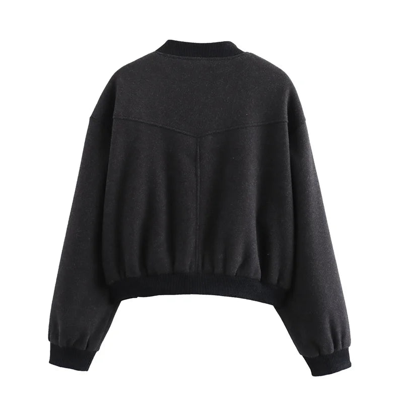 MUJER 2025, Damenjacke, abgeschnittene Bomberjacken für Damen, beige, schwarz, Tweed-Jacke, Damenmode, langärmelig, neu in kurzen Mänteln.