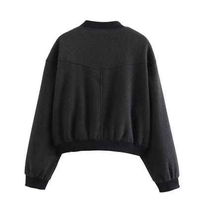 MUJER 2025, Damenjacke, abgeschnittene Bomberjacken für Damen, beige, schwarz, Tweed-Jacke, Damenmode, langärmelig, neu in kurzen Mänteln.