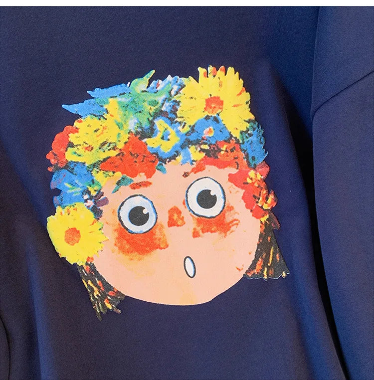 150kg plus size Damen büste Herbst Winter lose Rundhals ausschnitt Fleece warmes Sweatshirt bedrucktes Oberteil blau 5xl 6xl 7xl 8xl 9xl.