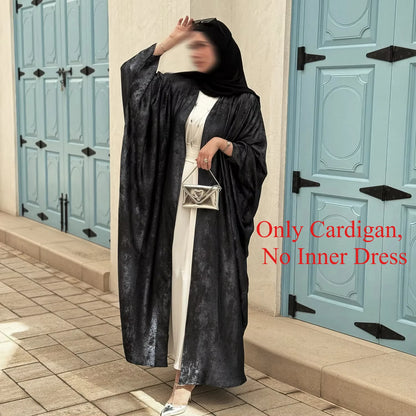 Mode Elegante Dubai Türkische Abaya Kleid Frauen Muslimische Frauen Muslimischen Kimino Kleid Abayas Vorne Offen Strickjacke.