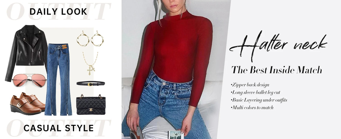 Unisex  Turtleneck Unitard Full Body Leotard  Long Sleeve Yoga Bodysuit Women Catsuit Daily Fitness Wear Cosplay Suits.