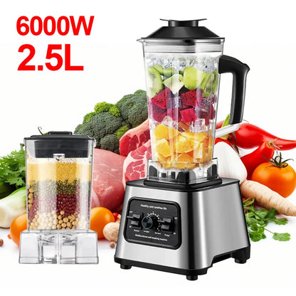 6000W Power multi-function Professional Blender 4-Blade 2-In-1 Wall Breaking Machine 2.5L Container Ice Nut Fruit mix Strong.