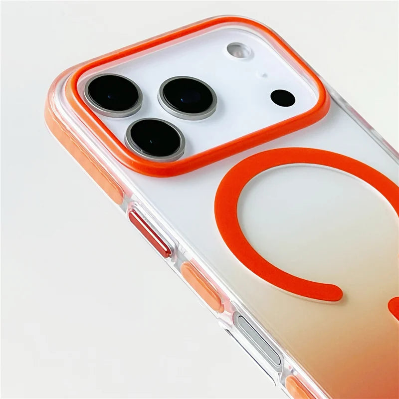 Gradient Color Matte Shockproof Magsafe Case For iPhone 17 Air 16Pro 17Pro Max Hybrid Wireless Charge Magnetic Hard Back Cover.