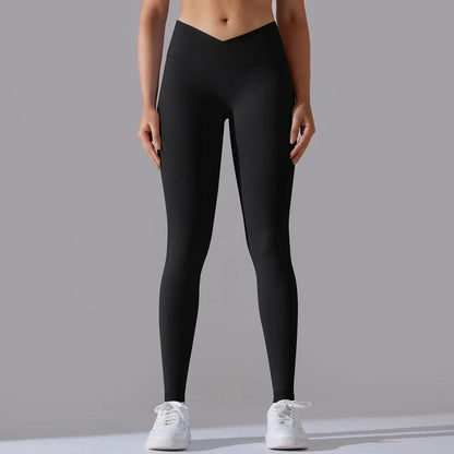 Crossover Waist Women Yoga Leggings Hips Lifting Gym Leggings Seamless Sport Pants High Waist Fitness Leggings Workout Running.