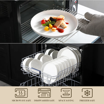 MALACASA 18/36-Piece Ceramic Plate Porcelain Dinnerware Set with 6/12 Pcs Dinner/Dessert Plates,Bowl Tableware Set for 6/12.