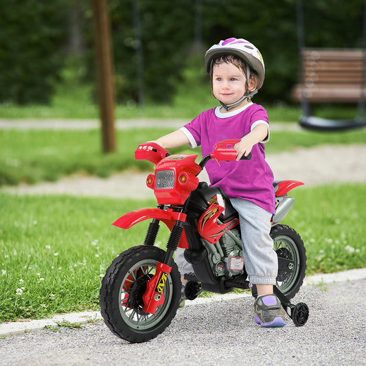 Homcom Children's Electric Motorcycle Battery 6V Rechargeable Children 3+ Years Charger and Wheels Support.
