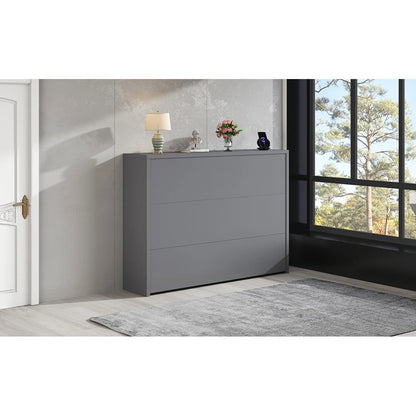 Klappbarer Schreibtisch mit Rollen und kabellosem Ladegerät – 2-in-1-Sideboard und Arbeitsplatz, mit Regal und Kippschutz, Rollen mit Bremstisch