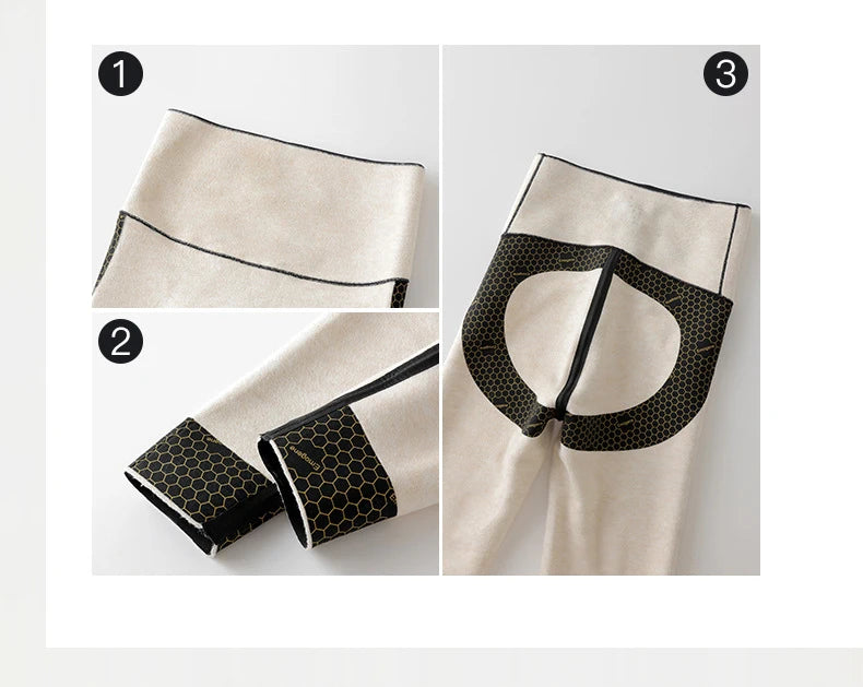 BIVIGAOS New Autumn Winter Cashmere Velvet Shark Leggings Women Red No-trace Thickened High Waist Butt Lifting Warm Leggings.