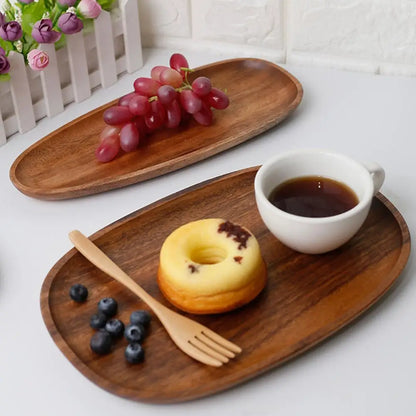 Natural Wooden Tray Retro Plate Fruit Snacks Food Storage Trays Hotel Home Serving Tray Decorate Supplies.