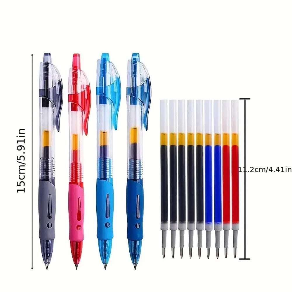 1–63 Stück einziehbares Gelschreiber-Set, Kugelschreiber mit schwarzer/roter/blauer Tinte zum Schreiben, 0,5 mm Nachfüllungen, Bürozubehör, Schulbedarf, Schreibwaren.