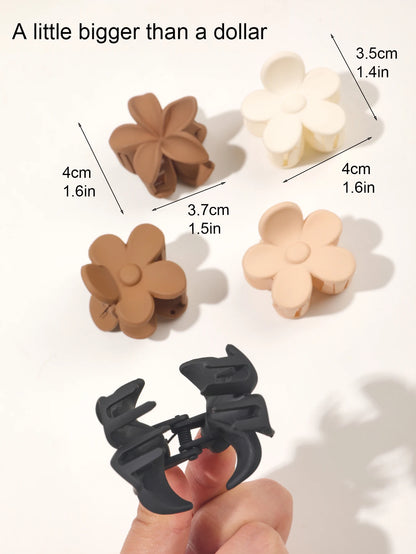 10 Pcs Pink Small Claw Clips Set,Matte Tiny Flower Jaw Clips for Women Girls,5 Style Nonslip for Thin Medium Fine Hair