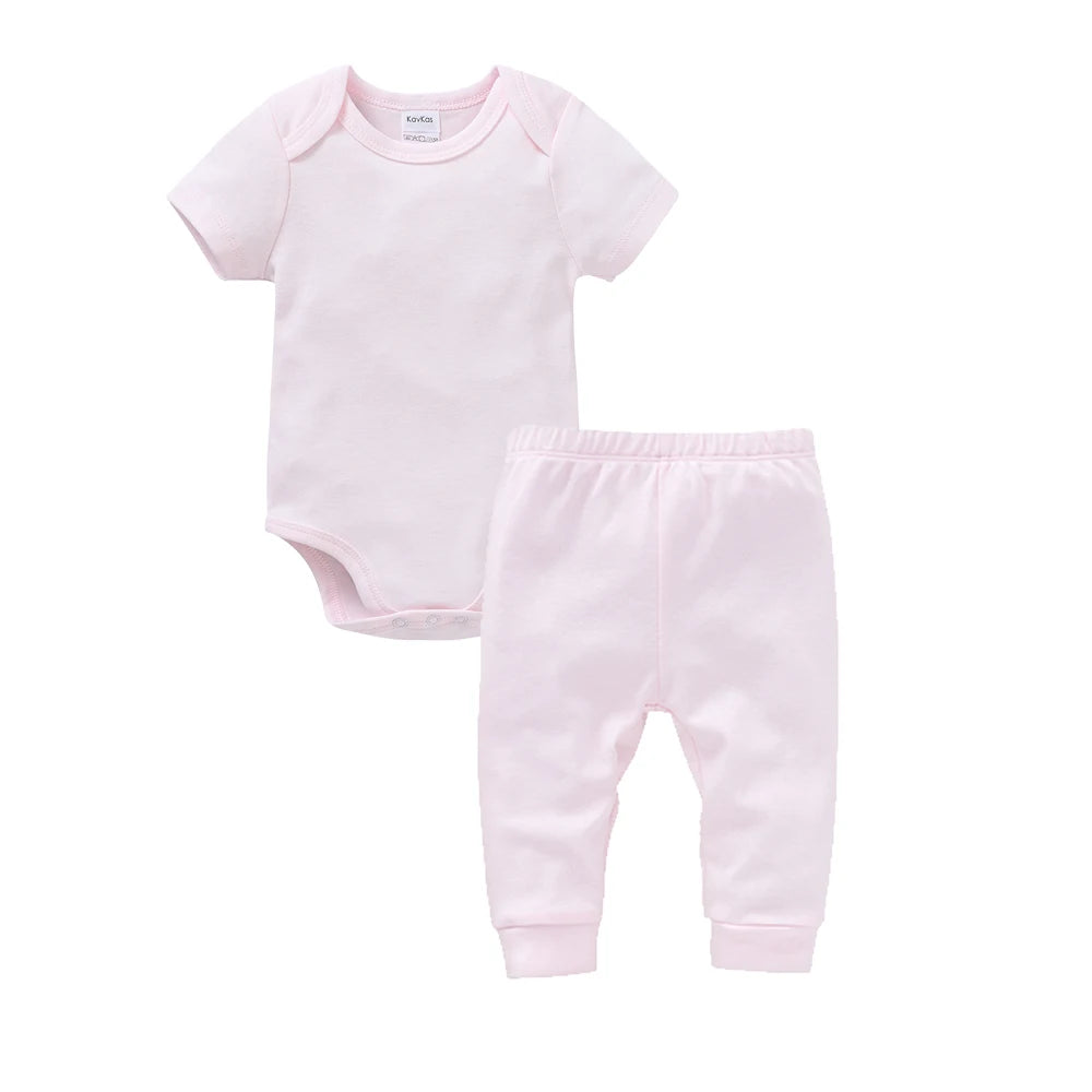 2 Teile/los Musselin Blank Baby Strampler Hosen Set Einfarbig Sommer Kurzarm Body Kinder Kleidung Set Jungen Kleidung.