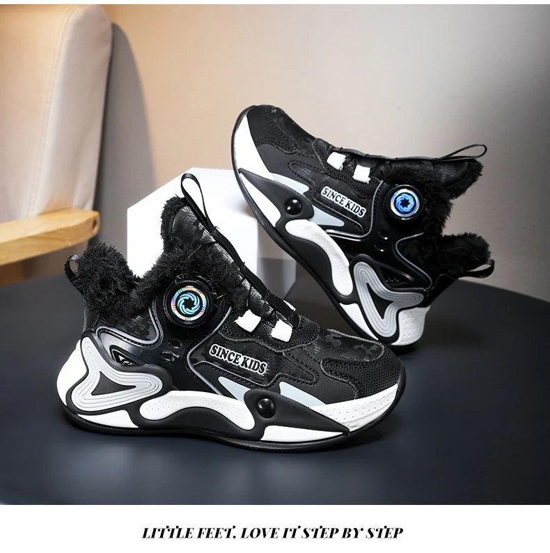 Children's Sneakers Boys Causal Kid Running Walking Shoes Fashion Warm Plush Girls Tennis Shoes Soft Walking Shoes.