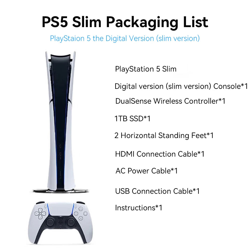 Sony PS5 Slim Console PlayStation 5 Video Game Console PS 5 PC Games Ultra High Speed PlayStation5 Original.