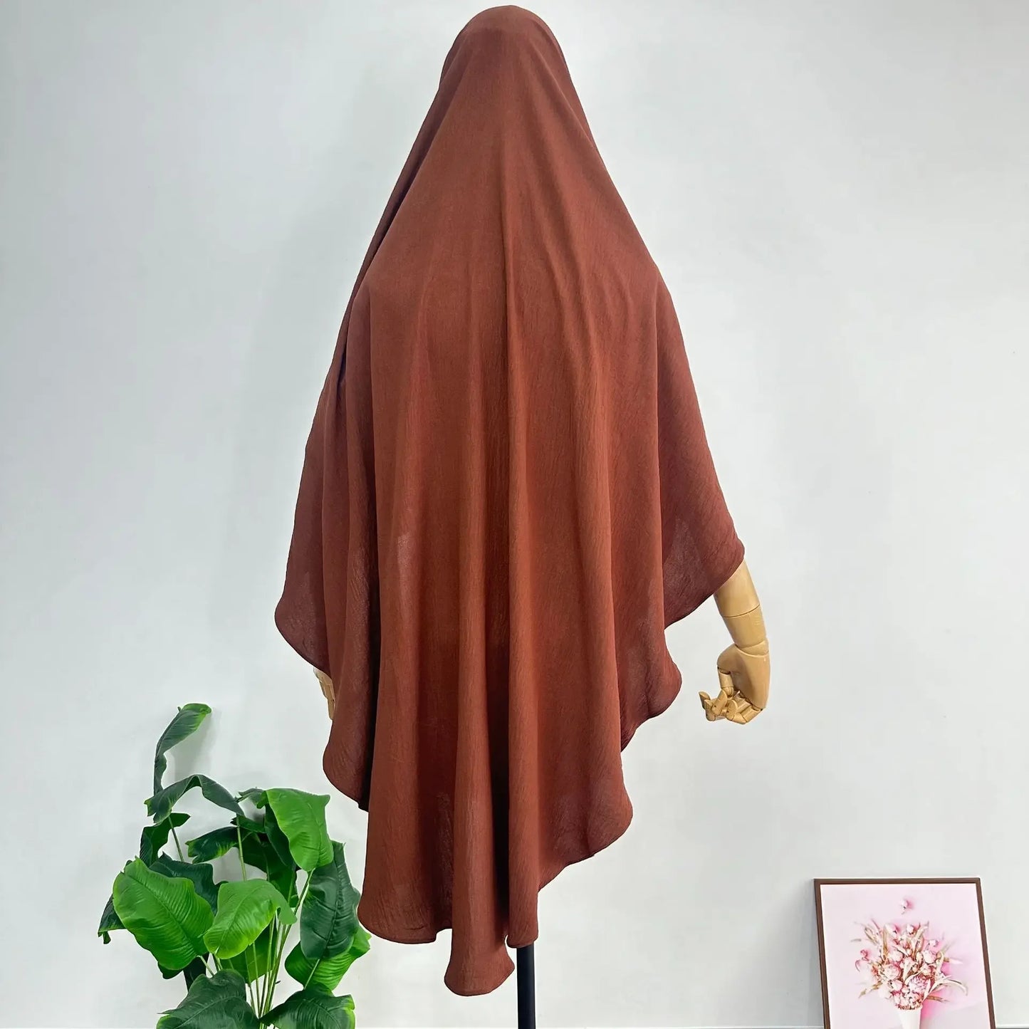 2025 Summer Muslim Women's Hijabs Traditional Soft Plain Scarf Khimar One Layer Stretch Soft Split Traditional Zip Chador.