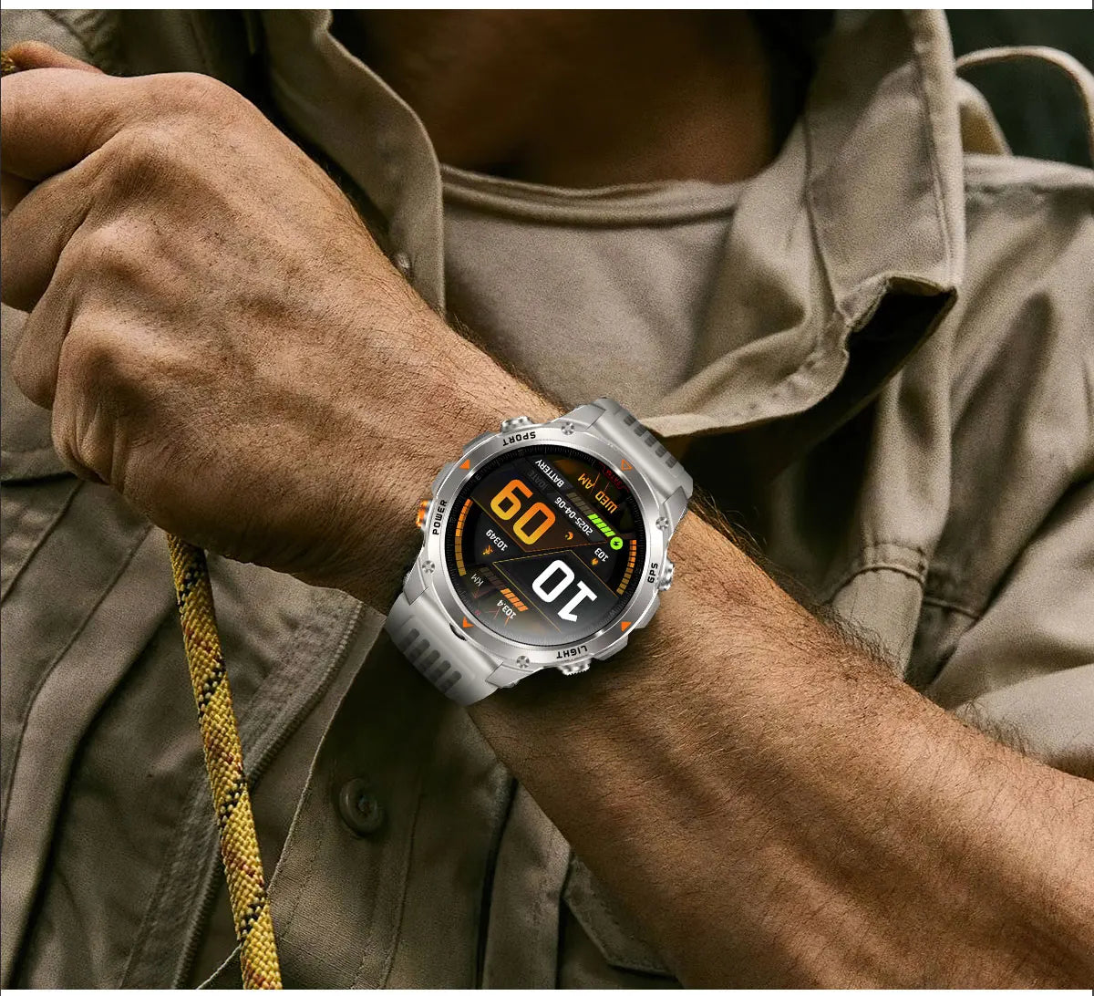 2025 New Military T-Rex 3 GPS Sports SmartWatch Compass Altimeter IP69K Waterproof Battery Call heart rate Fitness Bracelet Men