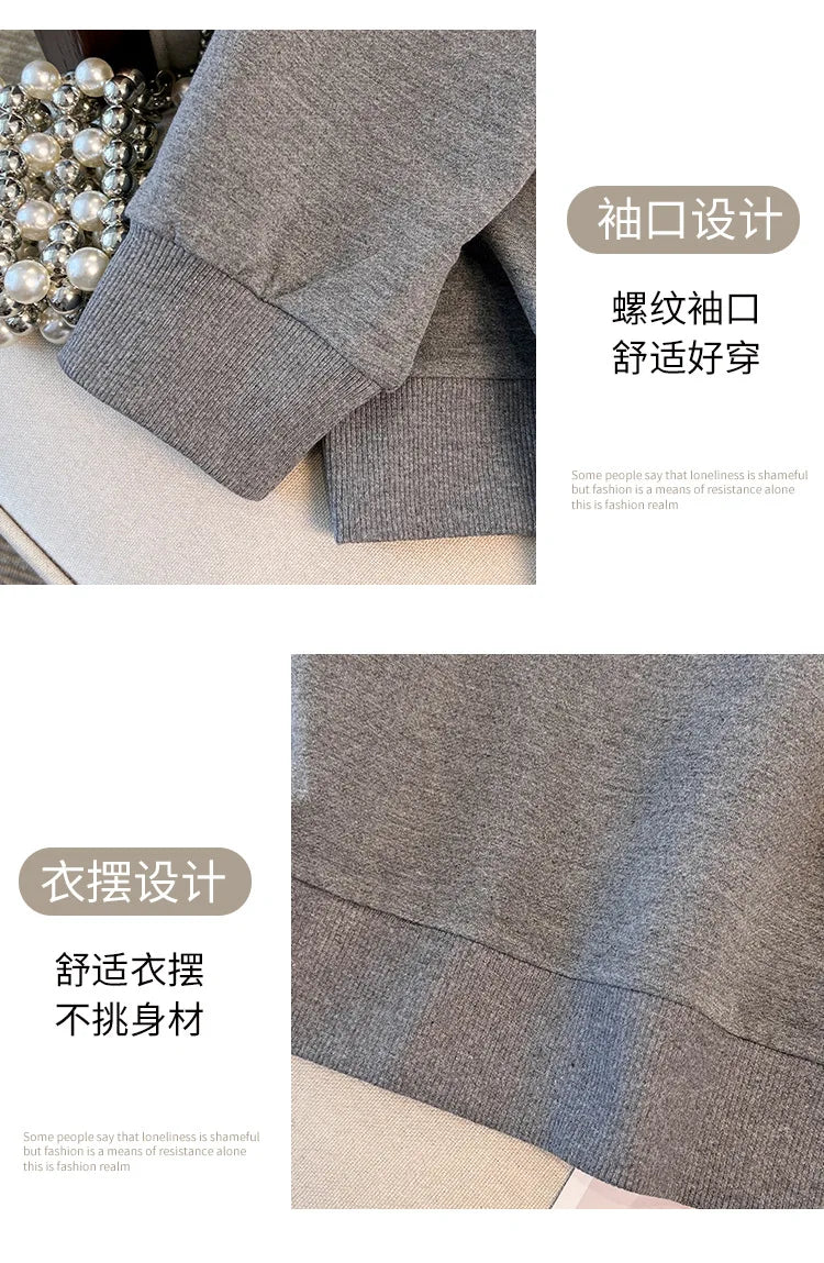 175 kg Plus Size Damen Büste 170 Herbst Cartoon Langarm Sweatshirt Schwarz Grau 5XL 6XL 7XL 8XL 9XL.