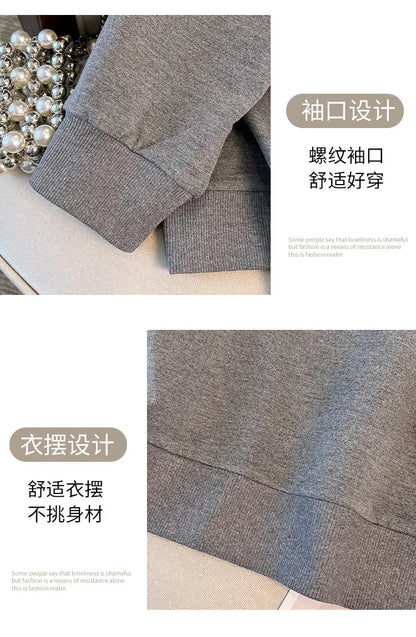 175 kg Plus Size Damen Büste 170 Herbst Cartoon Langarm Sweatshirt Schwarz Grau 5XL 6XL 7XL 8XL 9XL.