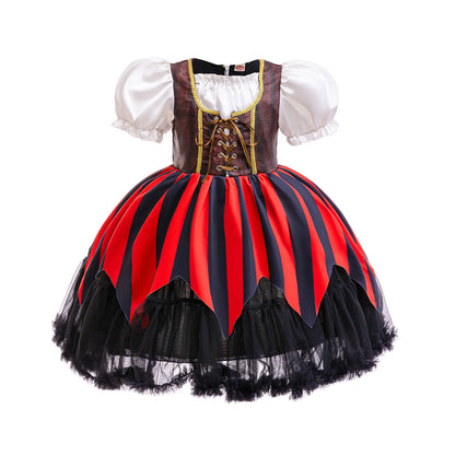 Halloween Mädchen Piraten Kleid Cosplay Karneval Party Piraten Rollenspiel Anzug Mit Kopftuch Kinder Bühne Leistung Kleidung.