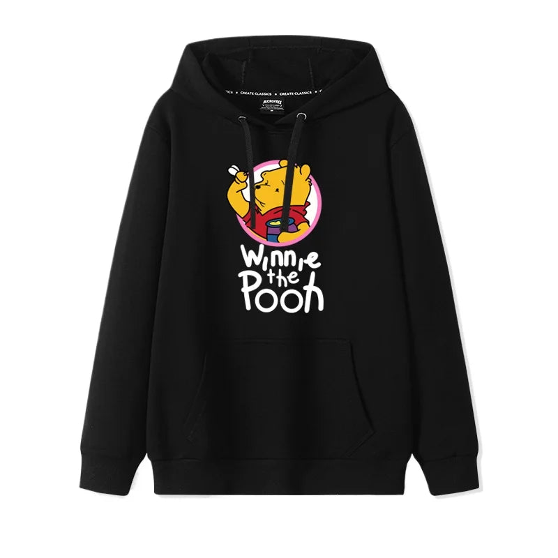 Cartoon Winnie the Pooh Mode einfacher Pullover Damen lockere und bequeme Kapuze vielseitige Paar Freundin Pullover Jacke