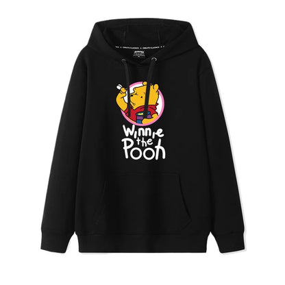 Cartoon Winnie the Pooh Mode einfacher Pullover Damen lockere und bequeme Kapuze vielseitige Paar Freundin Pullover Jacke
