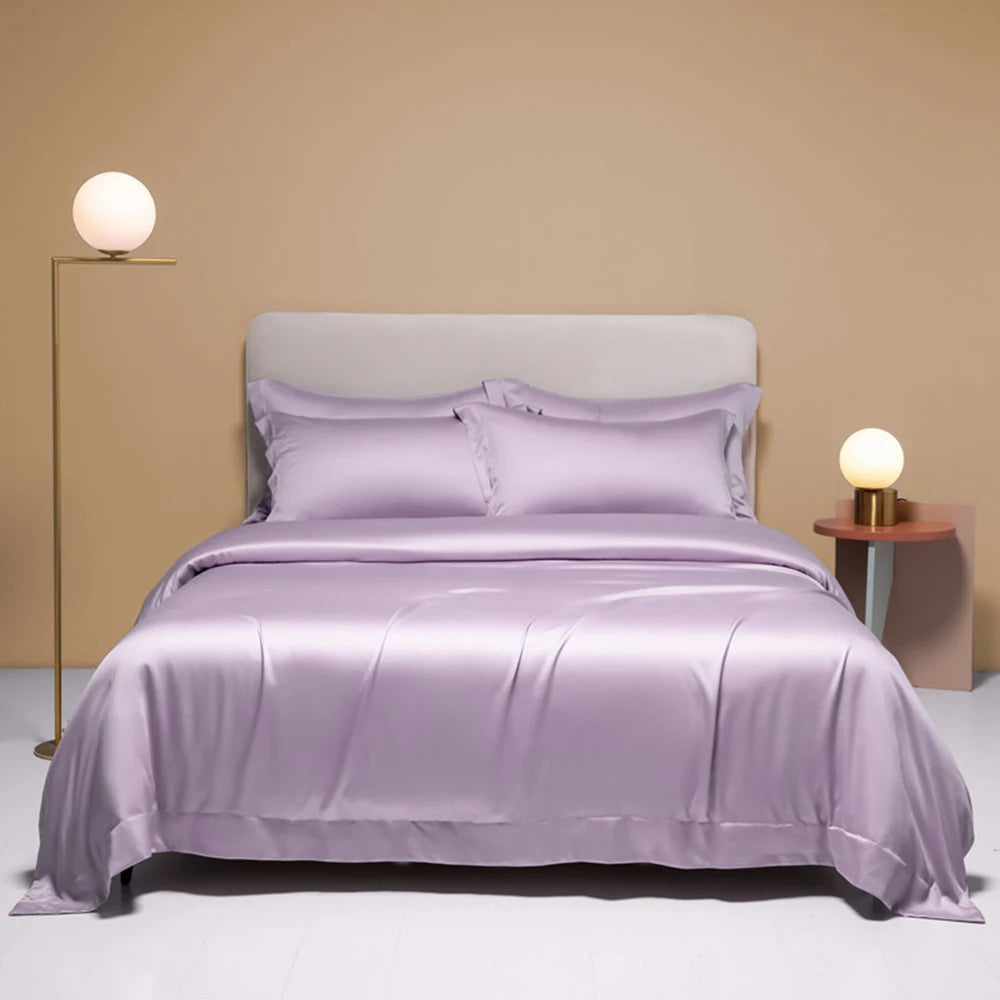 Liv-Esthete Noble 100% Silk Bedding Set Blue Gray Summer Duvet Cover Pillow Case Bed Sheet Quilt Cover Double King Queen Sets