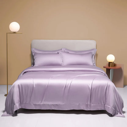 Liv-Esthete Noble 100% Silk Bedding Set Blue Gray Summer Duvet Cover Pillow Case Bed Sheet Quilt Cover Double King Queen Sets